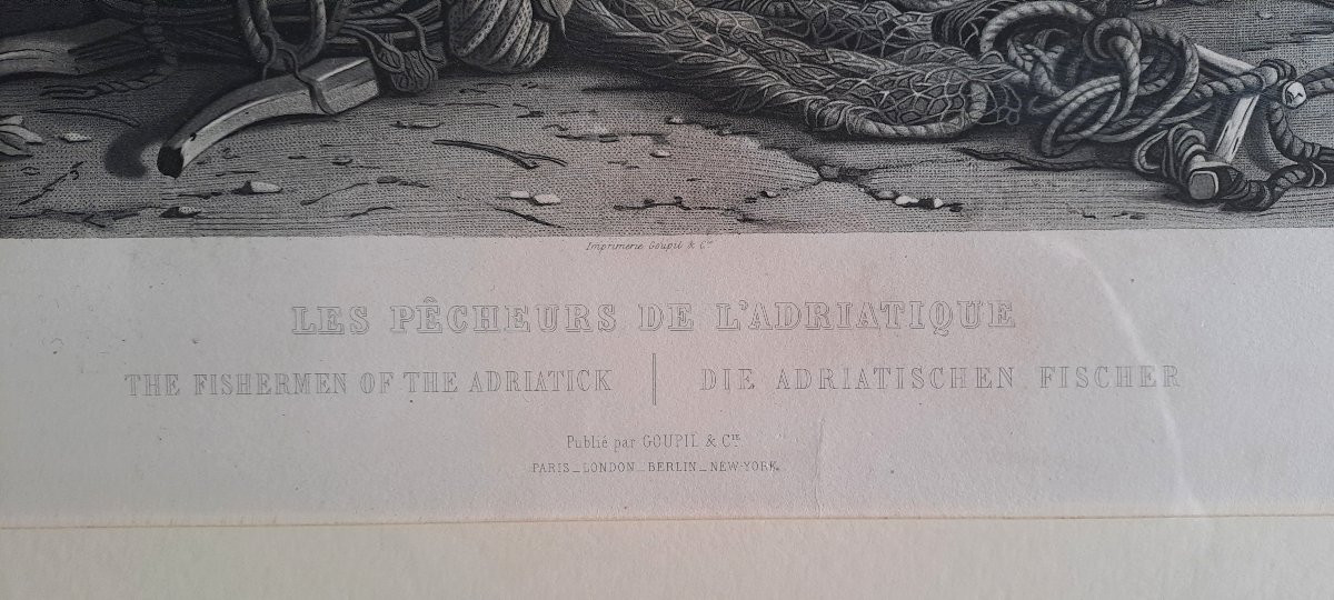 Engraving By Louis-adolphe Gautier "the Fishermen Of The Adriatic" After Léopold Robert-photo-4