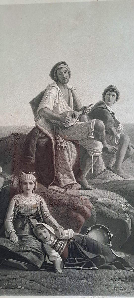 Gravure " L'improvisateur napolitain" d'après Léopold Robert, gravé par Gautier -photo-3