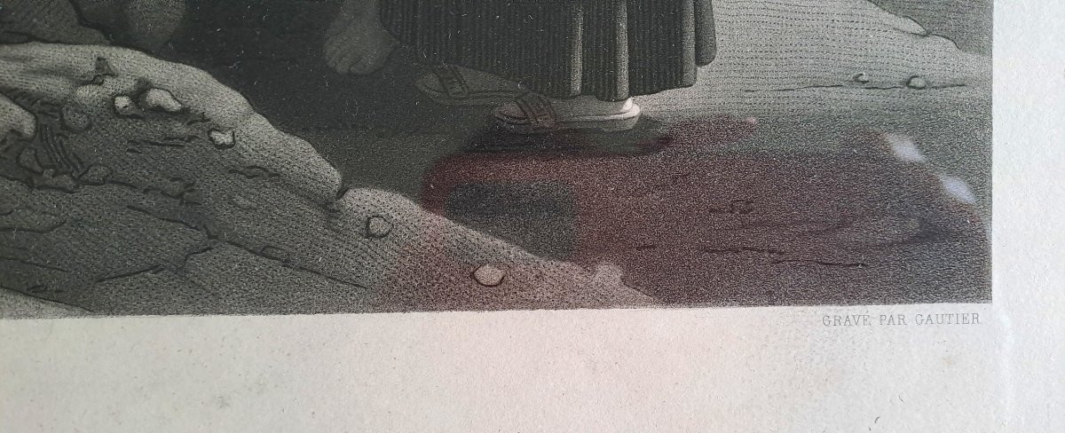 Gravure " L'improvisateur napolitain" d'après Léopold Robert, gravé par Gautier -photo-6