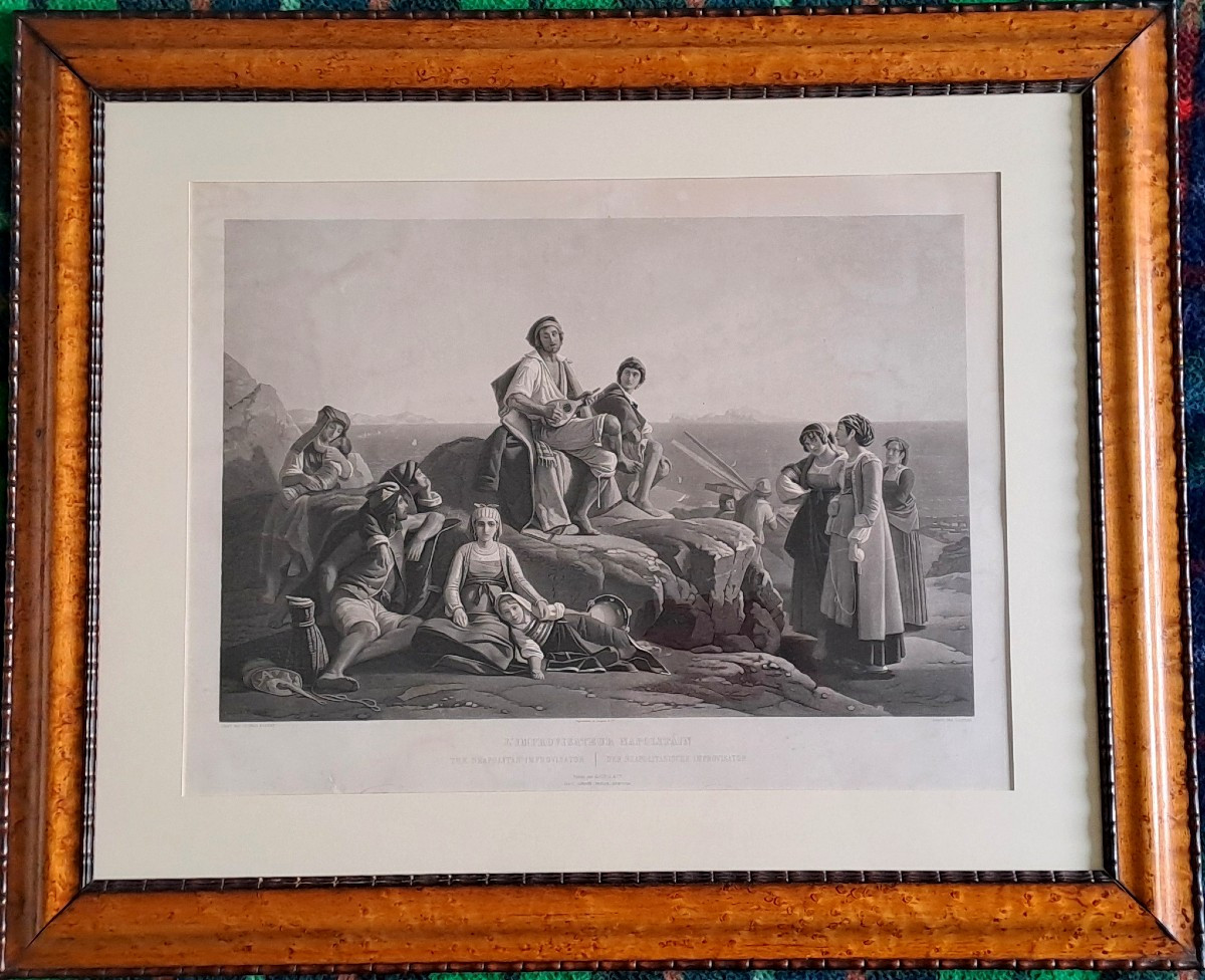 Gravure " L'improvisateur napolitain" d'après Léopold Robert, gravé par Gautier 