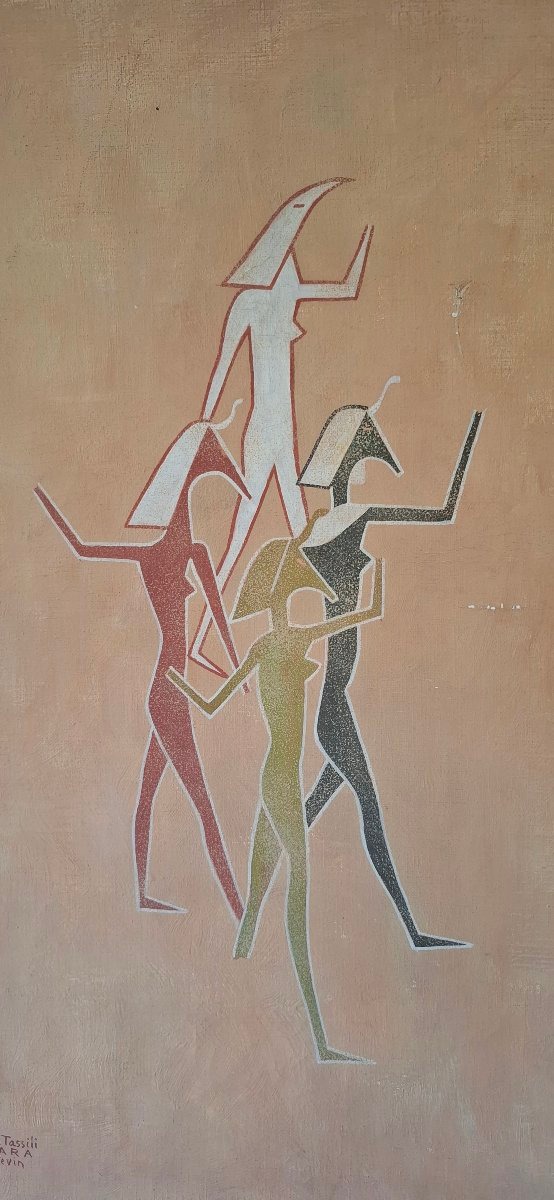 Peinture rupestre du Tassili signée Georges le Poitevin-photo-3