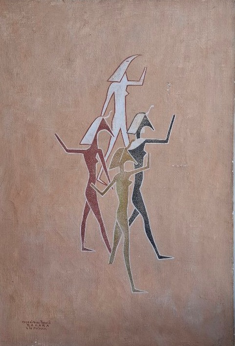 Peinture rupestre du Tassili signée Georges le Poitevin