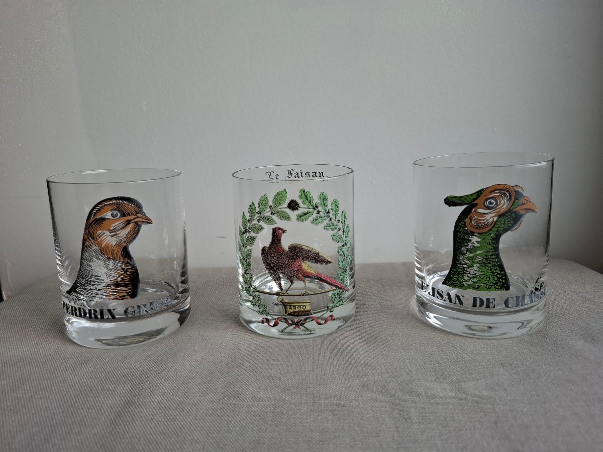 Verres à whisky en cristal vintage décor chasse -photo-4