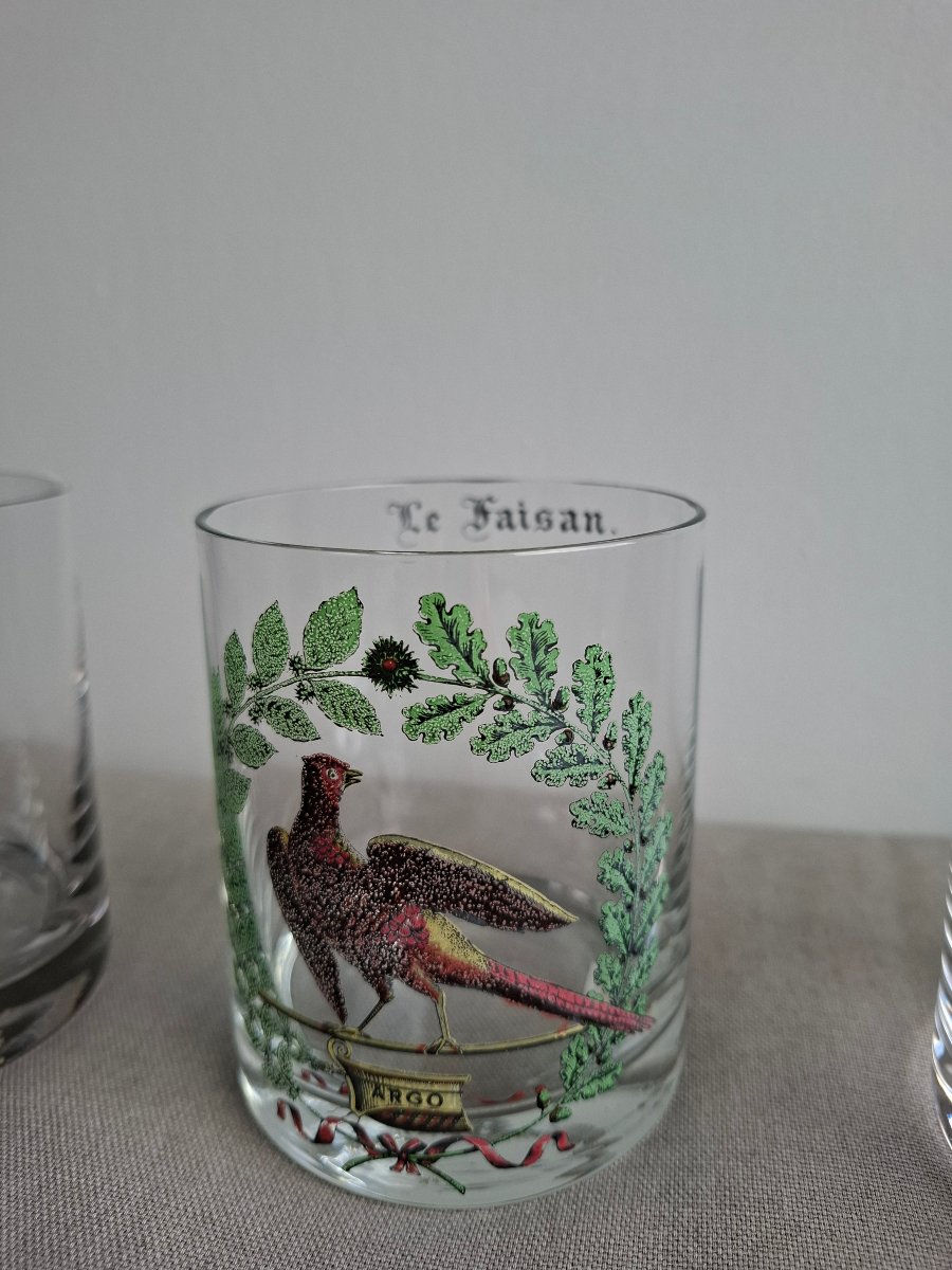 Verres à whisky en cristal vintage décor chasse -photo-2