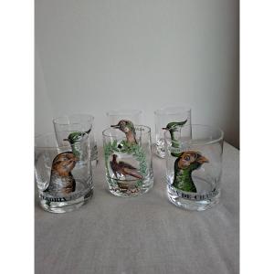 Verres à whisky en cristal vintage décor chasse