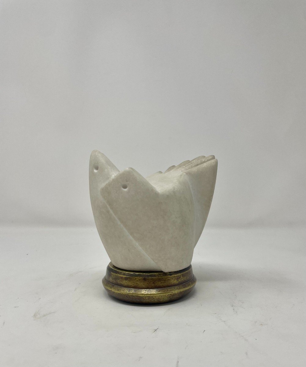 Marbre Art Deco par Ferdinand Parpan, Socle en bronze 
