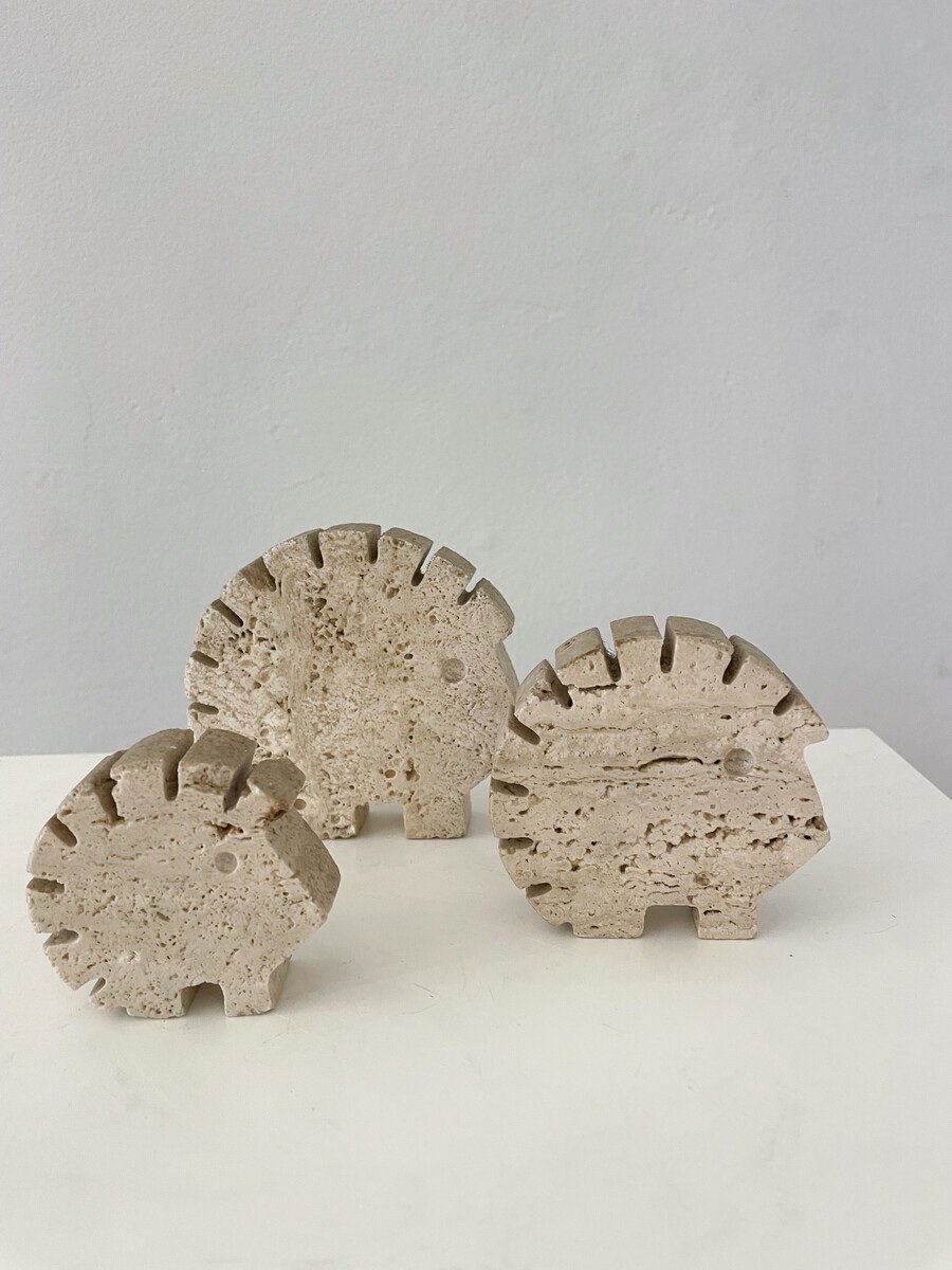 Set Of 3 Italian Travertine Hedgehogs By Fratelli Mannelli, 1970s-photo-4