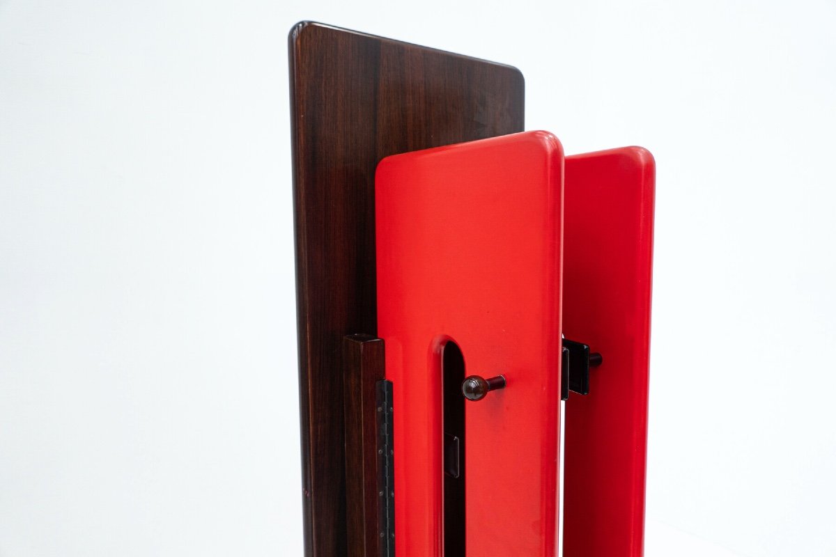 Italian Modular Red Coat Rack By Carlo Di Carli For Fiarm, 1960s-photo-2