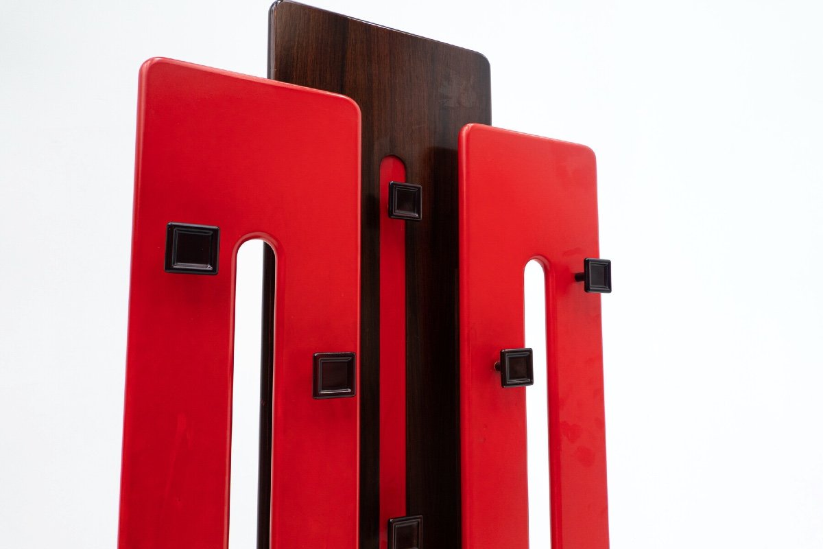Italian Modular Red Coat Rack By Carlo Di Carli For Fiarm, 1960s-photo-5