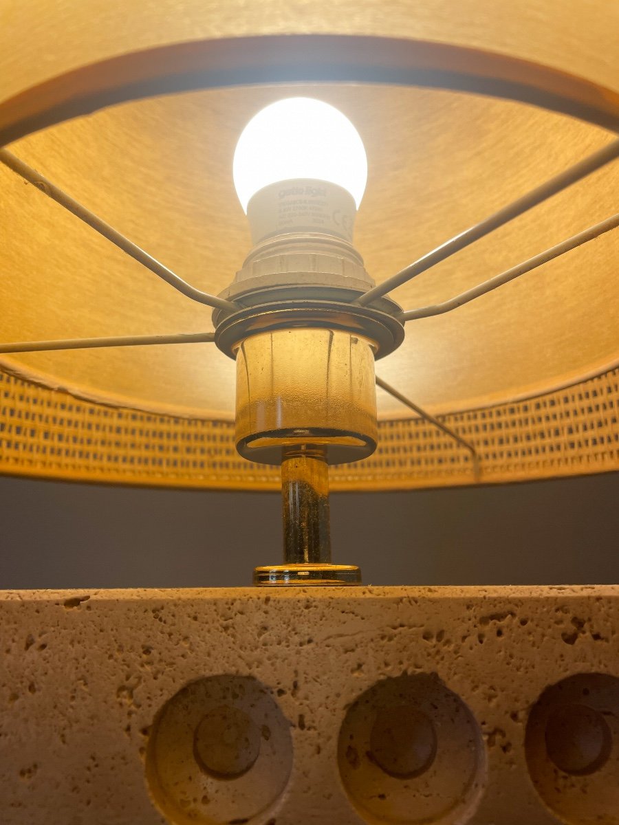 Lampe De Table En Travertin Par Reggiani Pour Raymor, Italie, 1960s-photo-5