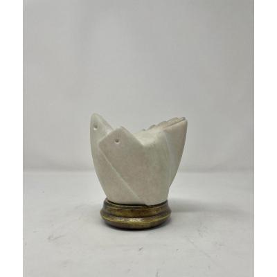 Marbre Art Deco par Ferdinand Parpan, Socle en bronze 