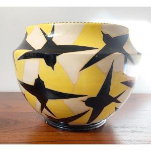 Vase En Céramique  Signé  Par  Fenice Albisola Pour Manlio Trucco - Italie 1930