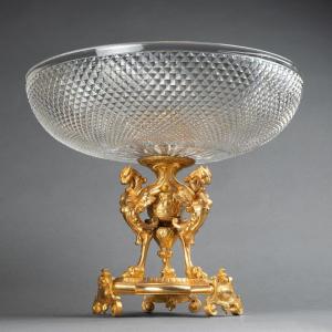 Coupe 19ème Napoléon III En Cristal De Baccarat Et Bronze Doré.