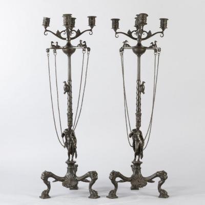 A Pair Of 19th Century Renaissance Style Candelabras.