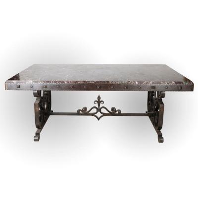 Large And Decorative XXth Century Table In The Manner Of Gilbert Poillerat.