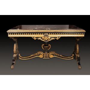 Magnifique Table Florentine 19ème En Acajou Noirci