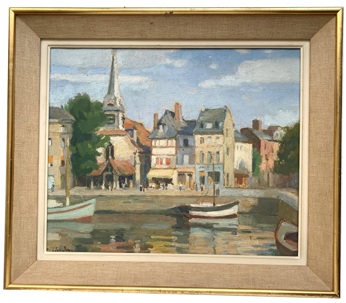 Joseph CHAULEUR (1878-1965) - Honfleur, Normandie - Huile sur toile-photo-2