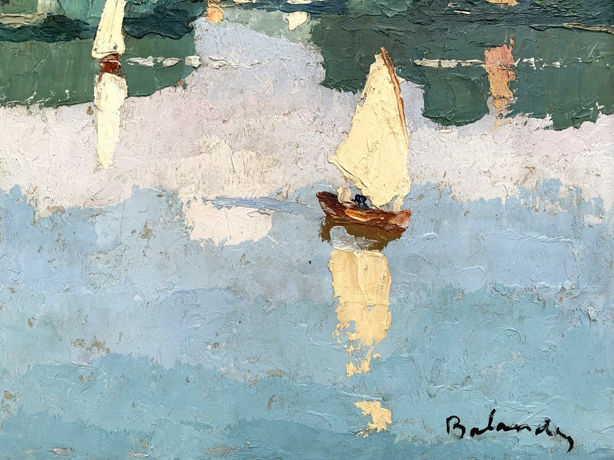 Gaston Balande (1880-1971) - Sailboats On The Loire - Oil-photo-1