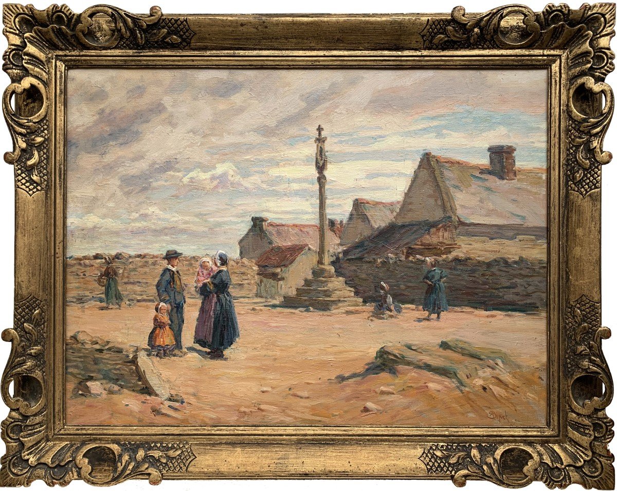 Alphonse Birck (1859-1942) - Lively Scene In Penmarc'h, Brittany - Oil On Canvas