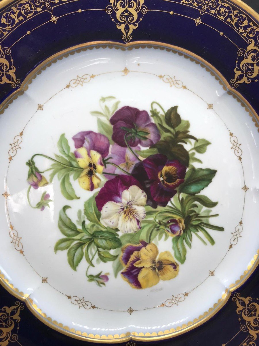 Sèvres Porcelain Plate, 1846, Large-flowered Pansy-photo-2