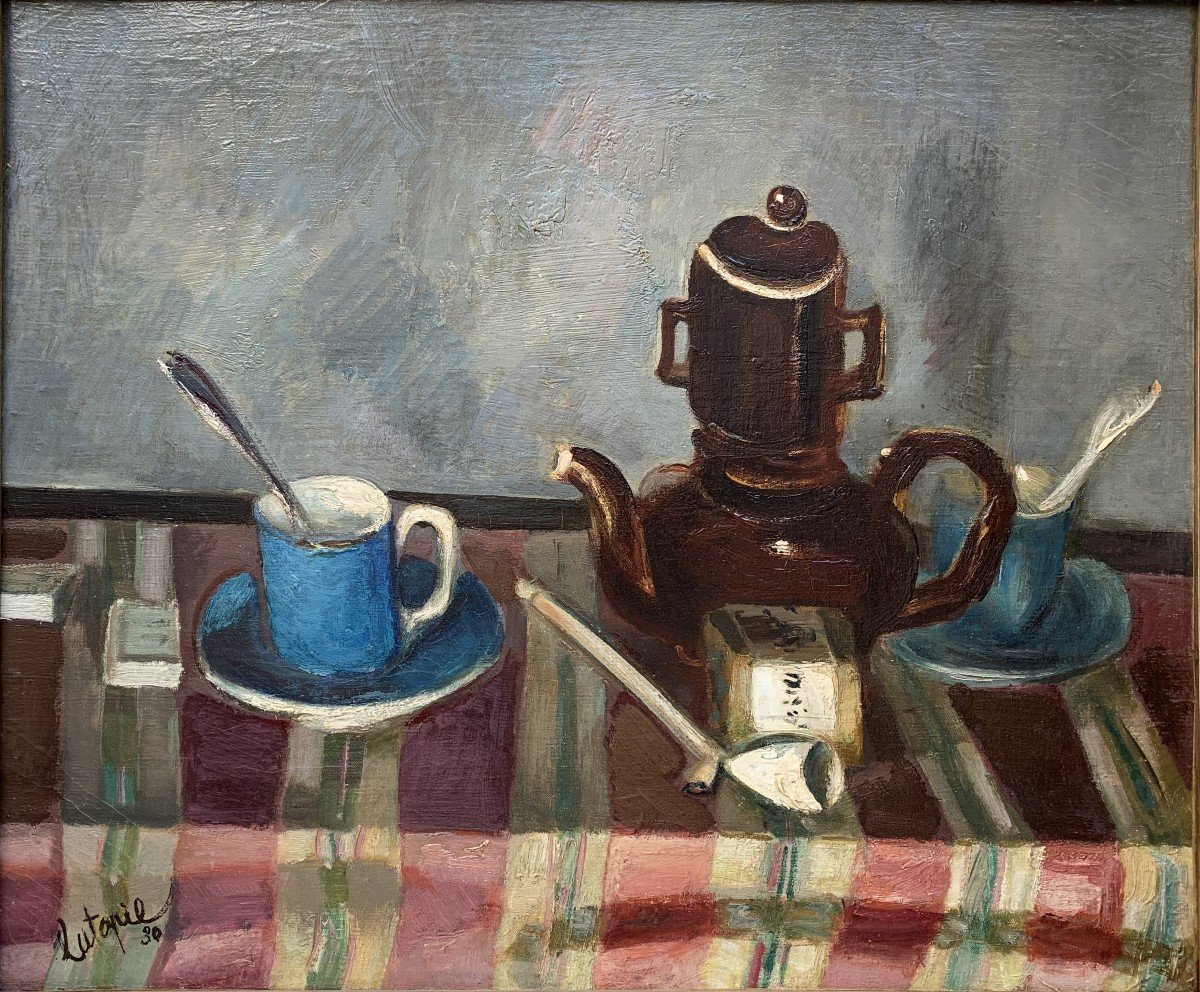 Louis Latapie (1891-1972) - Still Life With Pipe - Oil On Canvas-photo-2