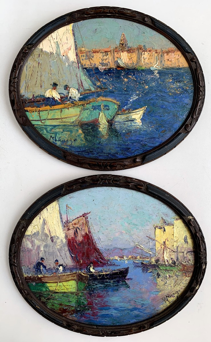 Paire d'huiles par Vincent Manago - Les Martigues et Saint Tropez