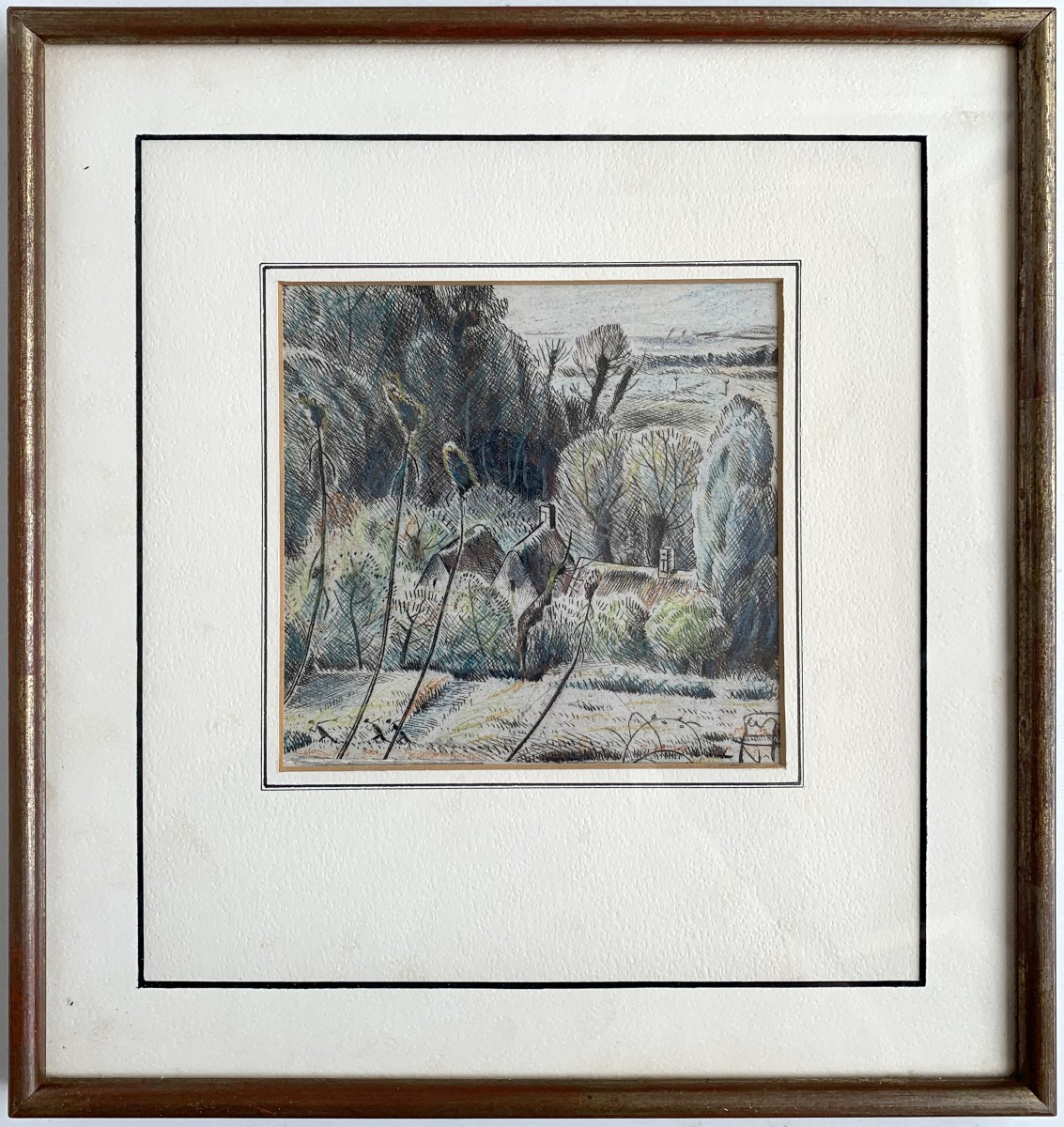 Adolphe BEAUFRÈRE (1876-1960) - Les loges Telgruc - Eau-forte rehaussée au pastel - Bretagne-photo-2