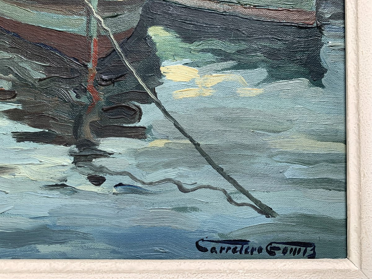 Josep CARRETERO GOMIS (1905-1996) - Marine, Barcelone - Huile sur toile-photo-1