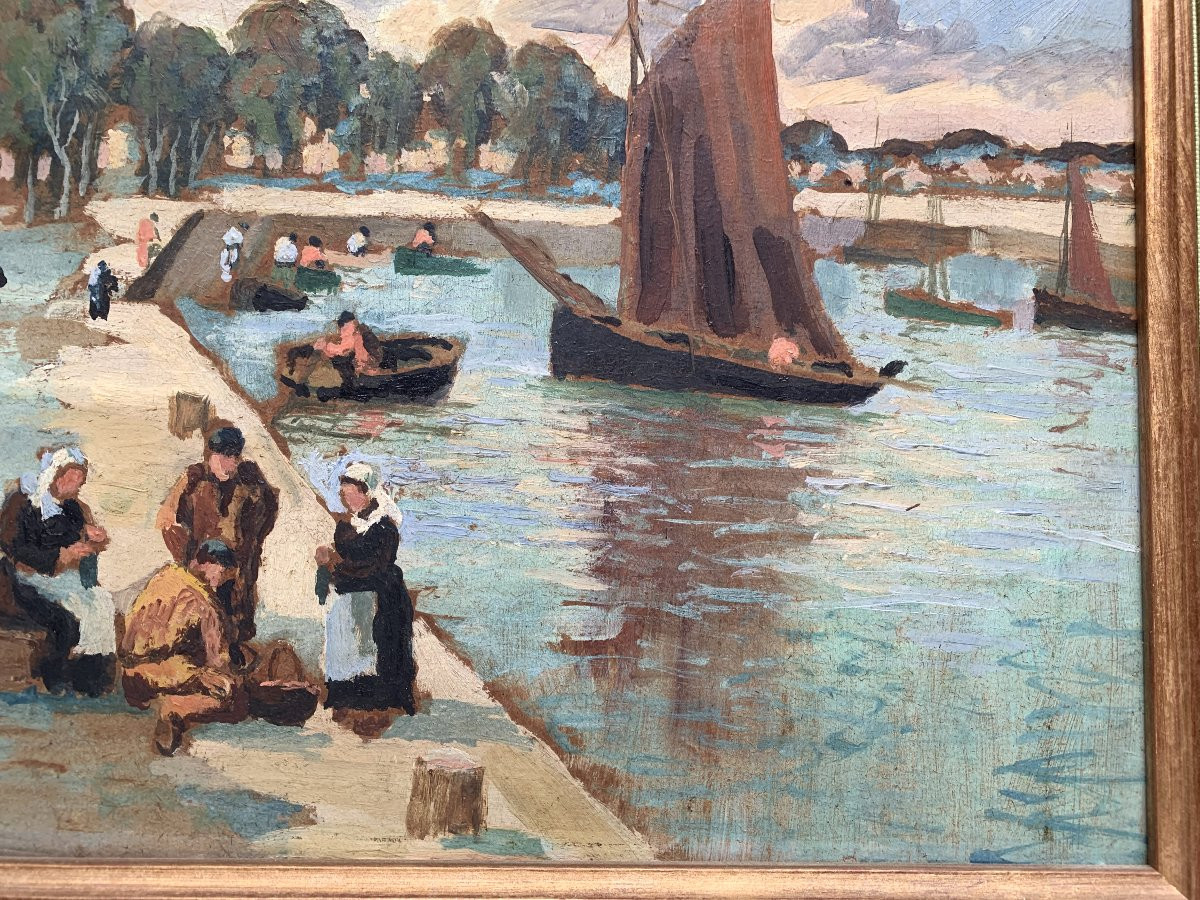 Azéma SAVIGNY (1854-1933) - Concarneau, le bassin Pénéroff, Bretagne-photo-2