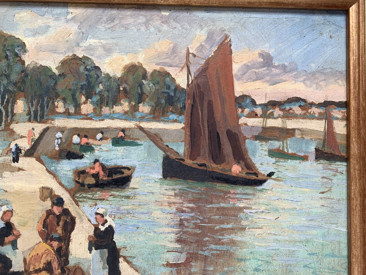 Azéma SAVIGNY (1854-1933) - Concarneau, le bassin Pénéroff, Bretagne-photo-3