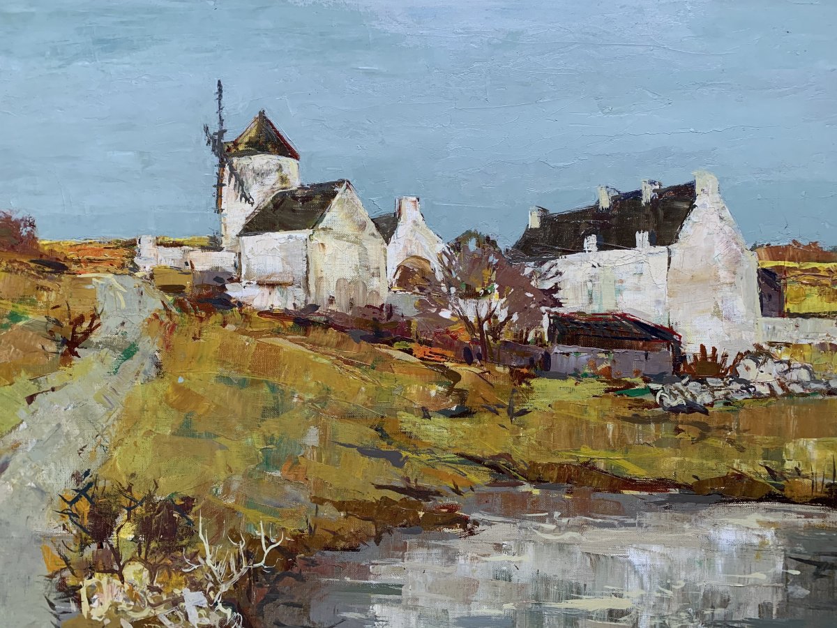 Jacques Gaston Moreau (1903-1994) - Windmill In Brittany - Oil On Canvas-photo-3