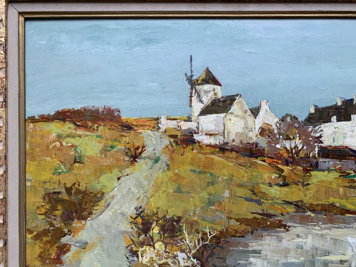 Jacques Gaston Moreau (1903-1994) - Windmill In Brittany - Oil On Canvas-photo-2