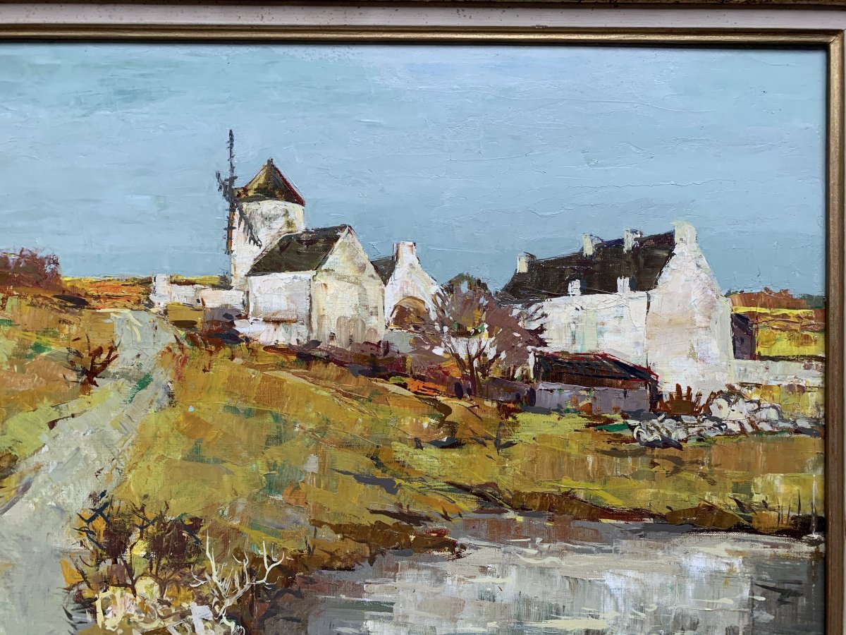 Jacques Gaston MOREAU (1903-1994) - Moulin en Bretagne - Huile sur toile-photo-3