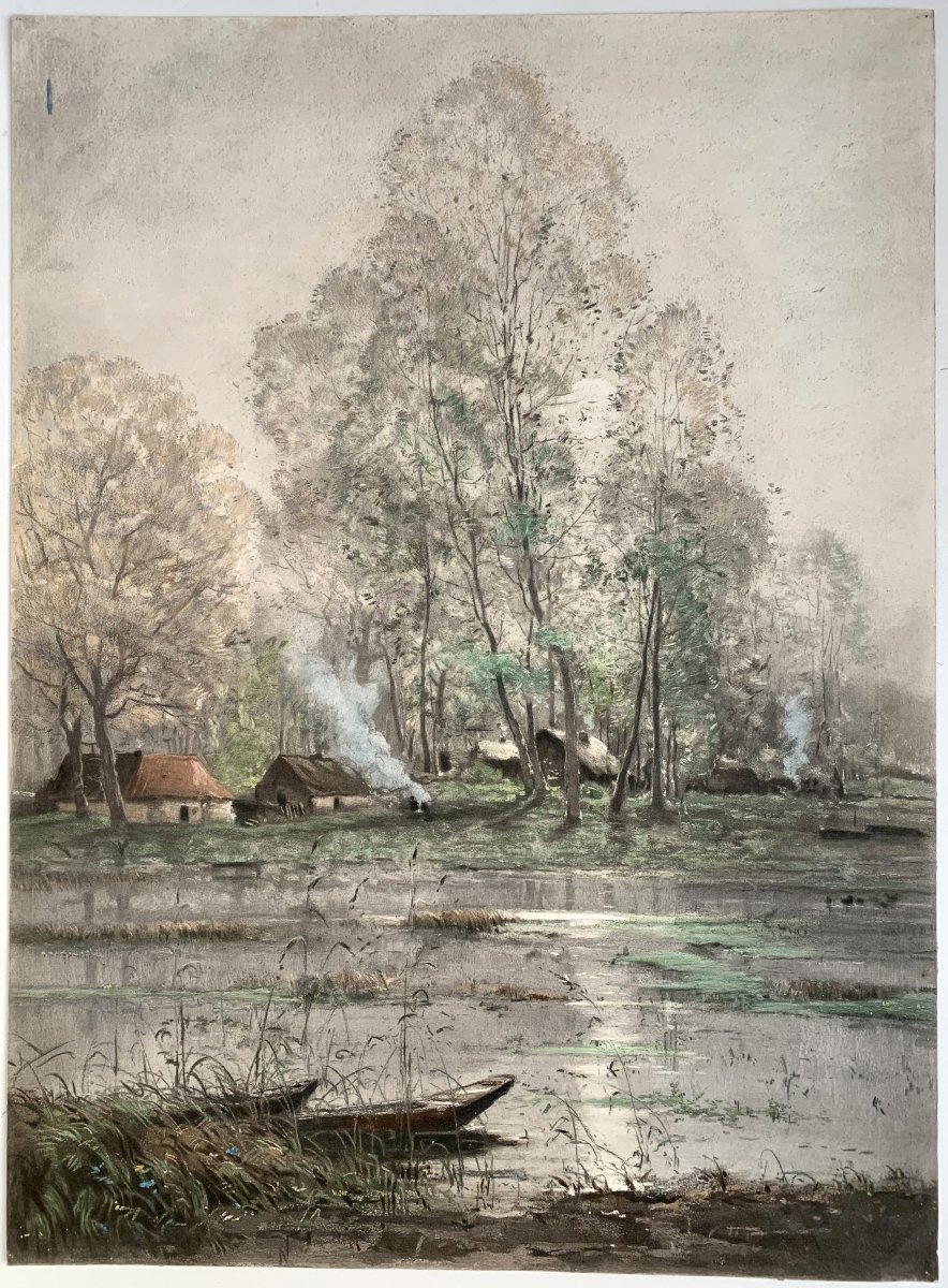 Marie-Joseph Clavel dit IWILL (1850-1923) - Paire de dessins 1890 - Paysage-photo-2