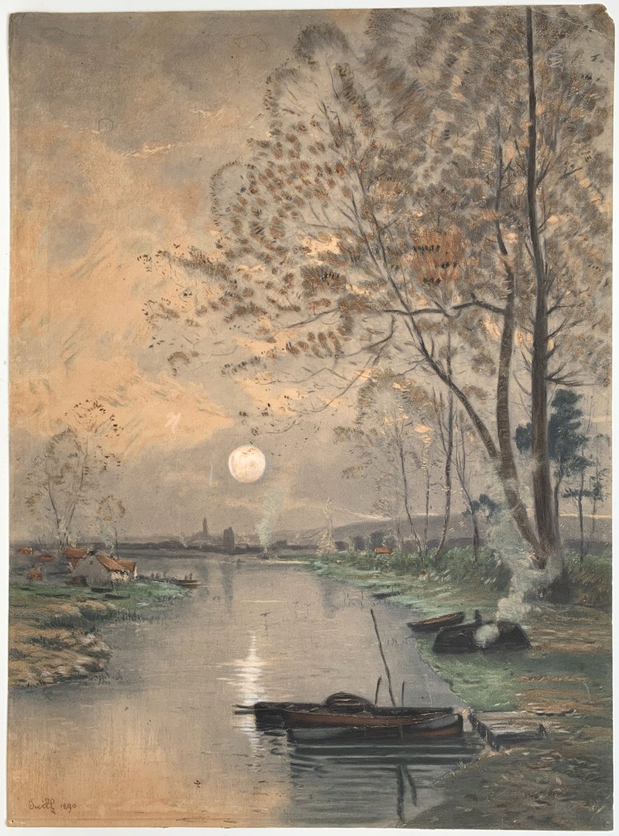 Marie-Joseph Clavel dit IWILL (1850-1923) - Paire de dessins 1890 - Paysage-photo-3