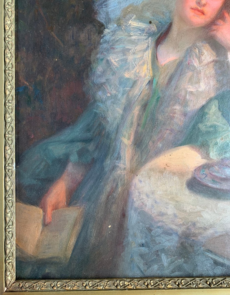 ROSSET-GRANGER (1853-1934) - Femme à la lecture - Huile-photo-4