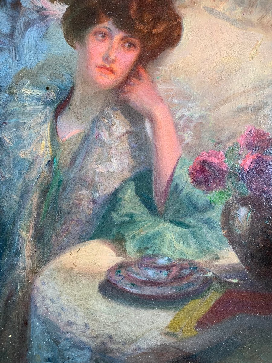 Rosset-granger (1853-1934) - The Reading Lady - Oil-photo-4