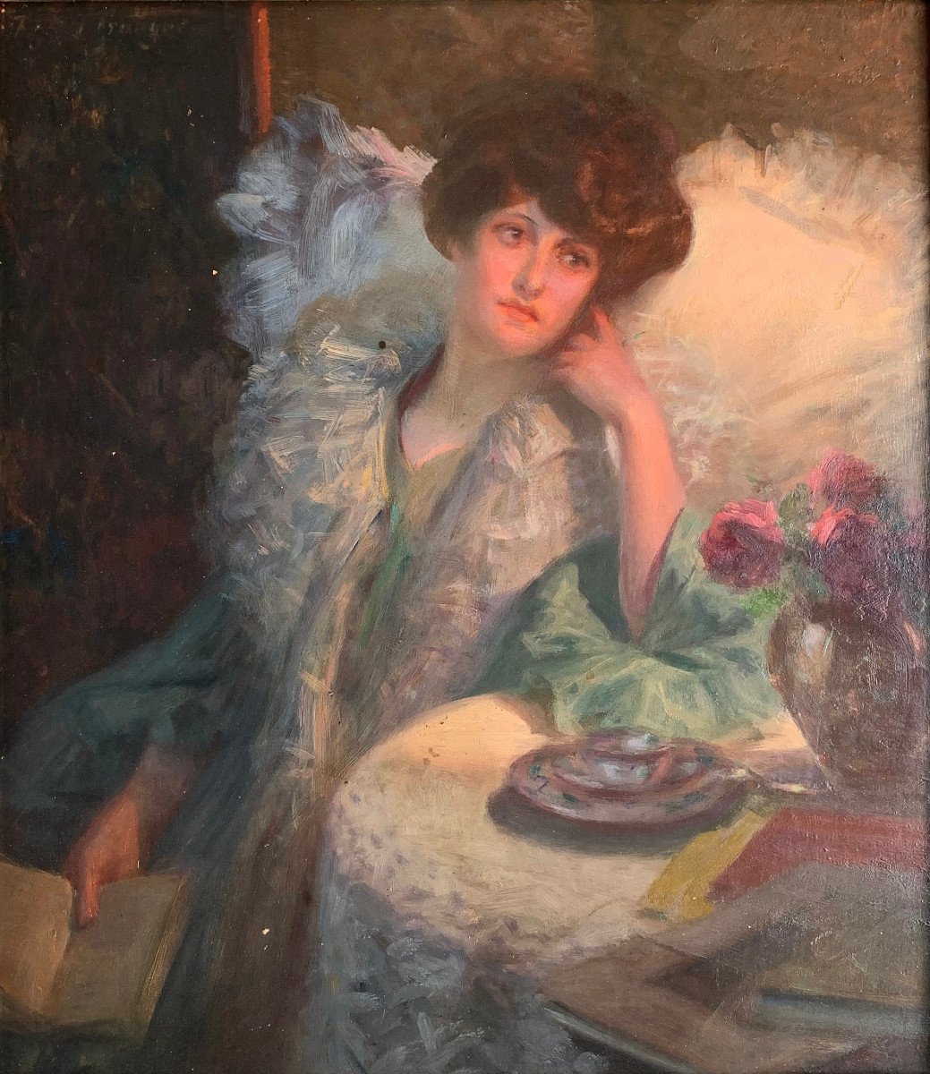 ROSSET-GRANGER (1853-1934) - Femme à la lecture - Huile