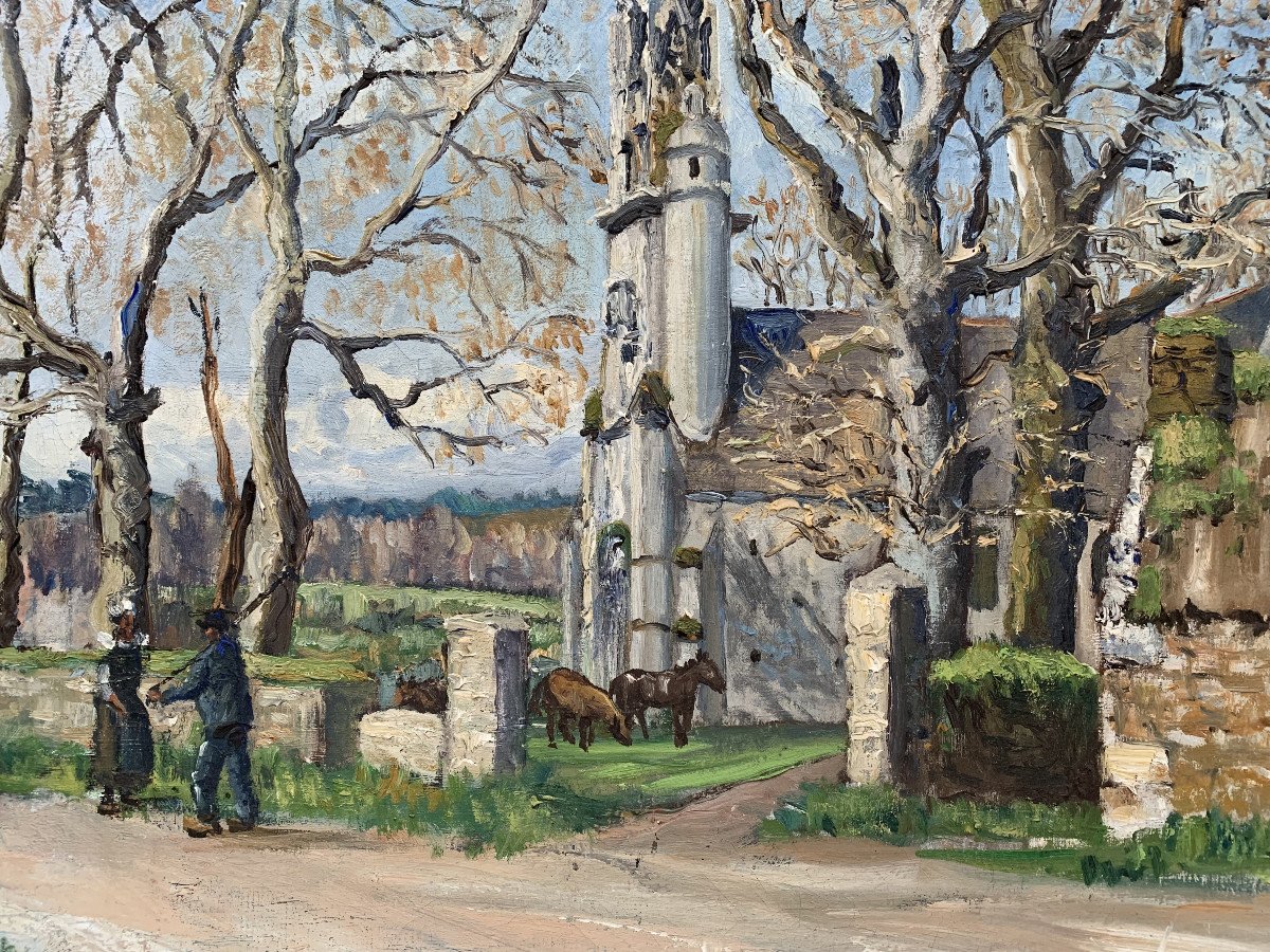 Charles VIAUD (1920-1975) - Chapelle Sainte-Anne, Fouesnant, Bretagne - Huile sur toile-photo-2