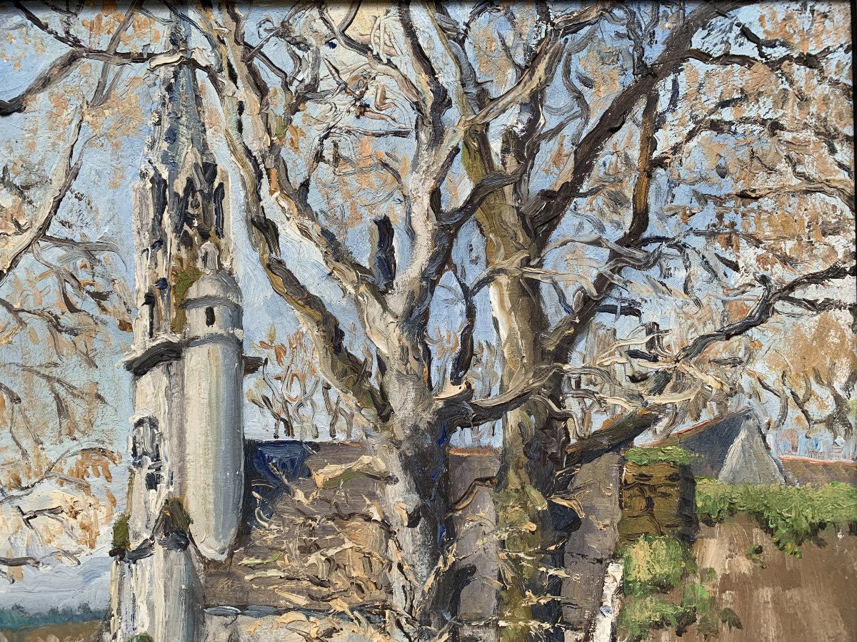 Charles Viaud (1920-1975) - Sainte-anne Chapel, Fouesnant, Brittany - Oil On Canvas-photo-2