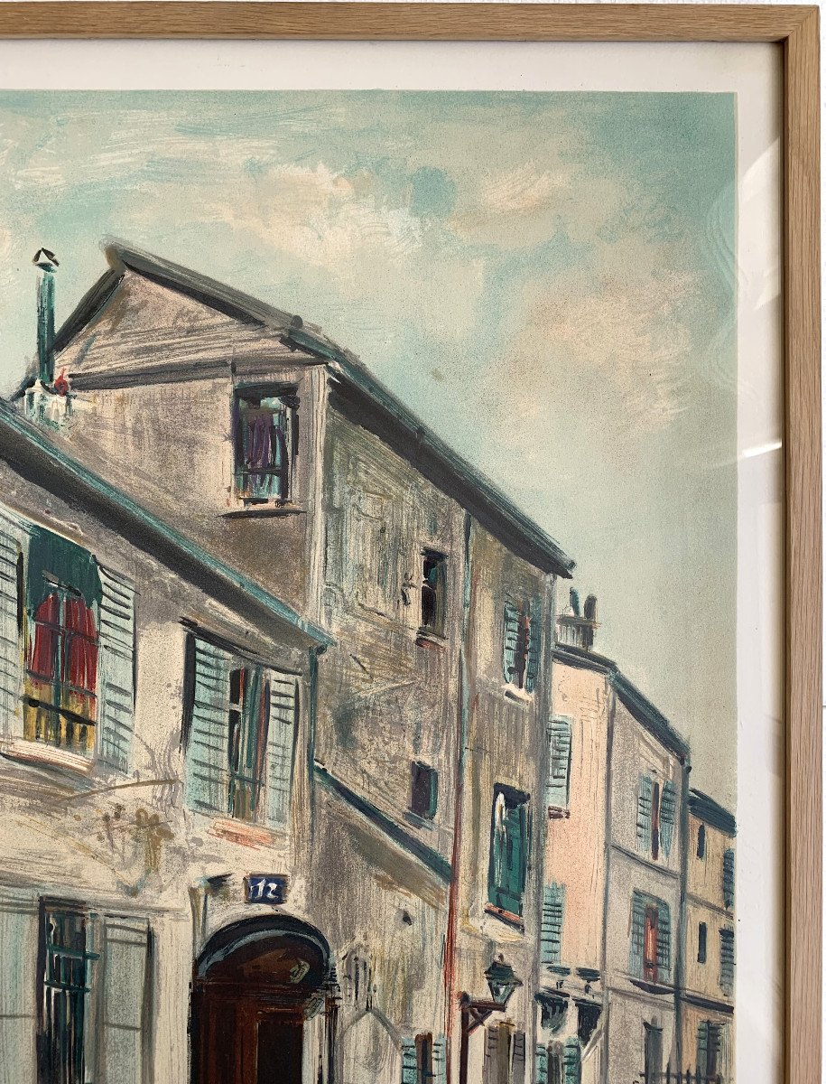 Utrillo - Lithograph - Rue Cortot In Montmartre, Paris-photo-4