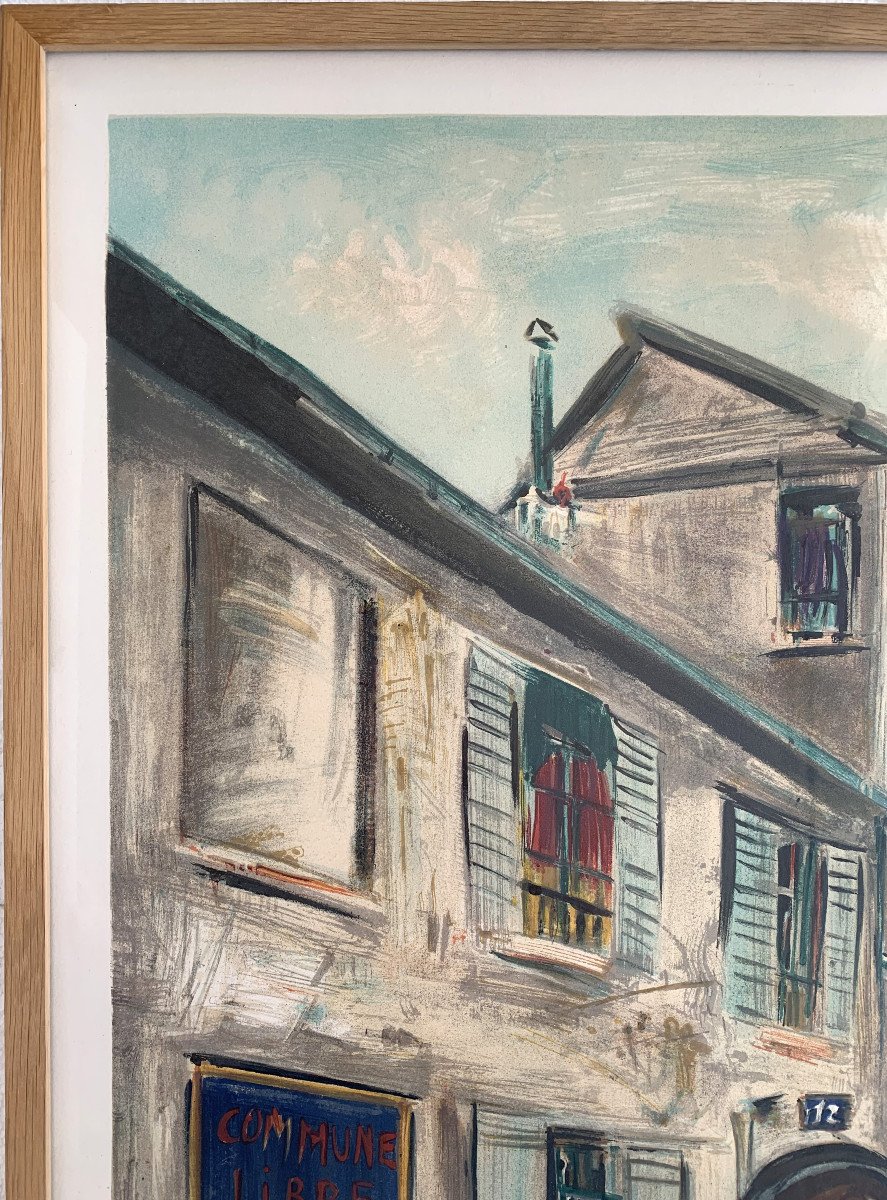 UTRILLO - Lithographie - Rue Cortot à Montmartre, Paris-photo-1