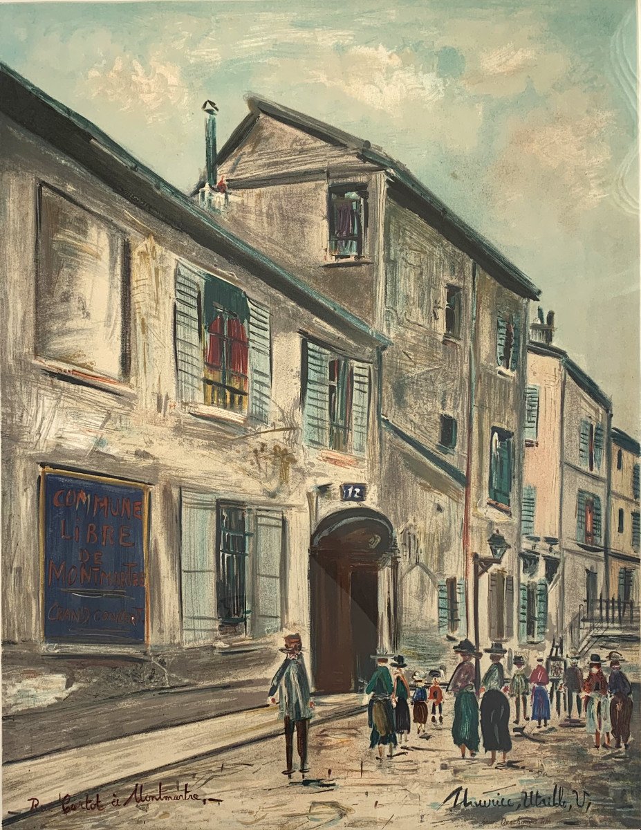 Utrillo - Lithograph - Rue Cortot In Montmartre, Paris