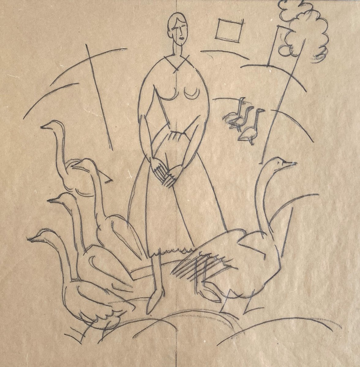 Jean Émile LABOUREUR (1877-1943) - Triple étude préparatoire au crayon - Art déco