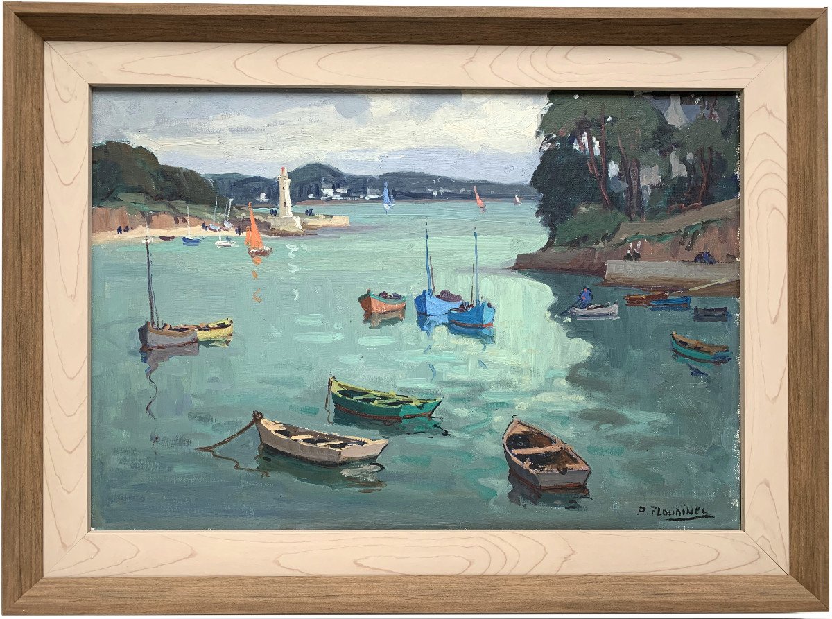 Pierre Plouhinec (1907-1984) - Sainte-marine, Brittany - Oil On Canvas-photo-2