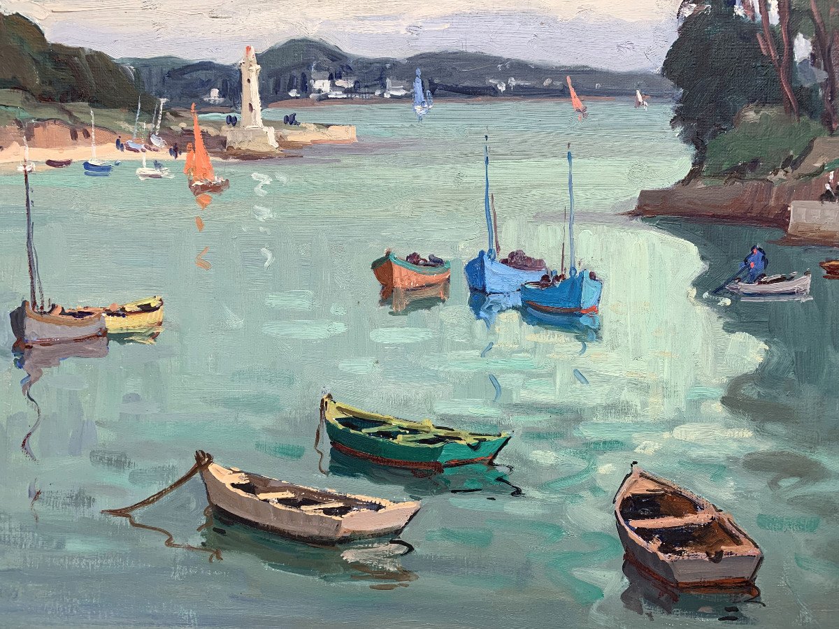 Pierre Plouhinec (1907-1984) - Sainte-marine, Brittany - Oil On Canvas-photo-3