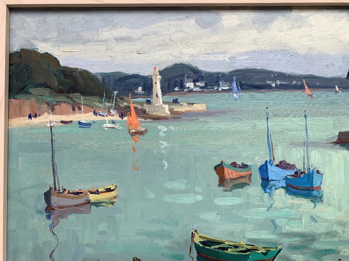Pierre Plouhinec (1907-1984) - Sainte-marine, Brittany - Oil On Canvas-photo-4