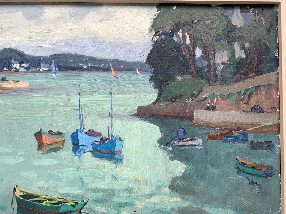 Pierre Plouhinec (1907-1984) - Sainte-marine, Brittany - Oil On Canvas-photo-5