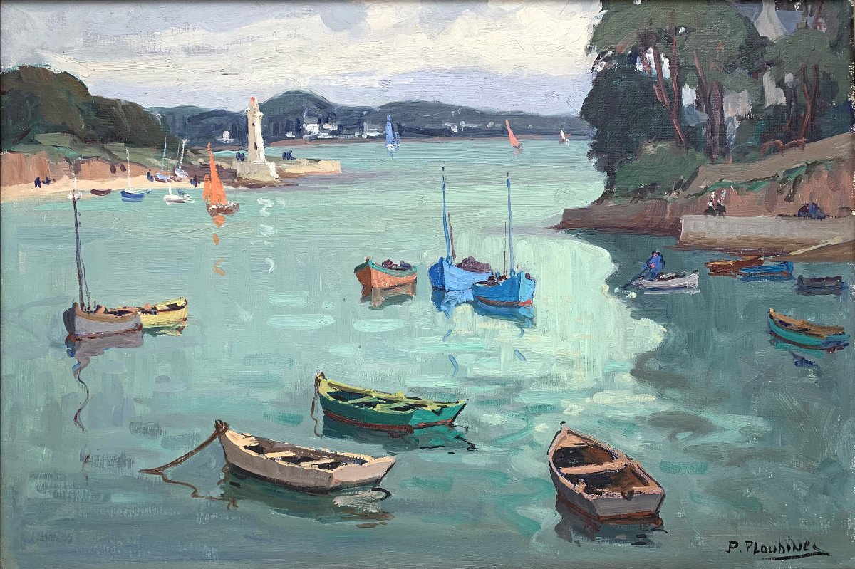 Pierre Plouhinec (1907-1984) - Sainte-marine, Brittany - Oil On Canvas