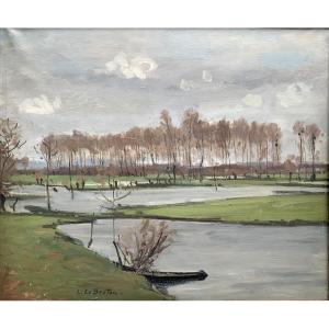 Constant Le Breton (1895-1985) - Edges Of The Loire - Oil On Canvas